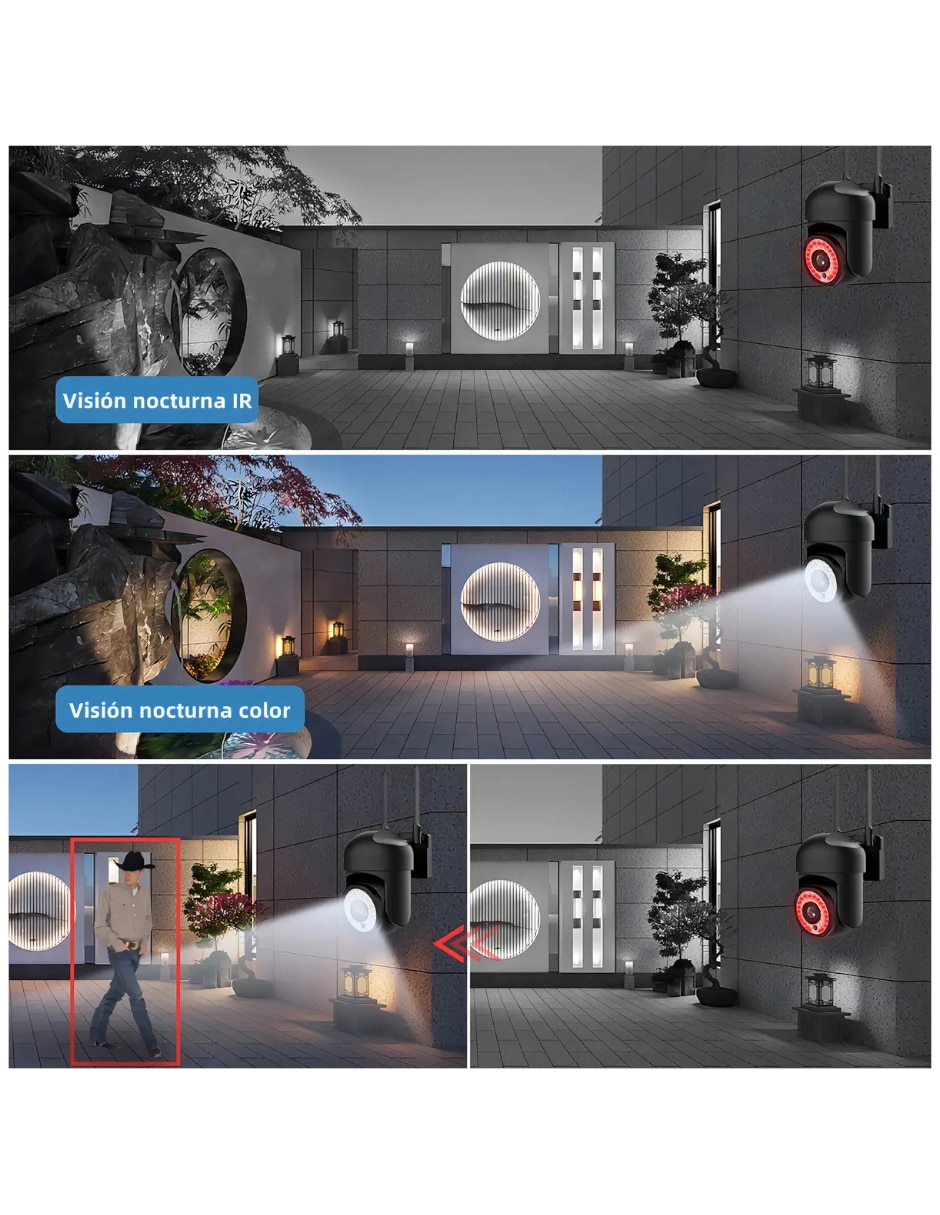 Cámara Wi-Fi de seguridad inalámbrica Full HD 350° para interior y exterior 3