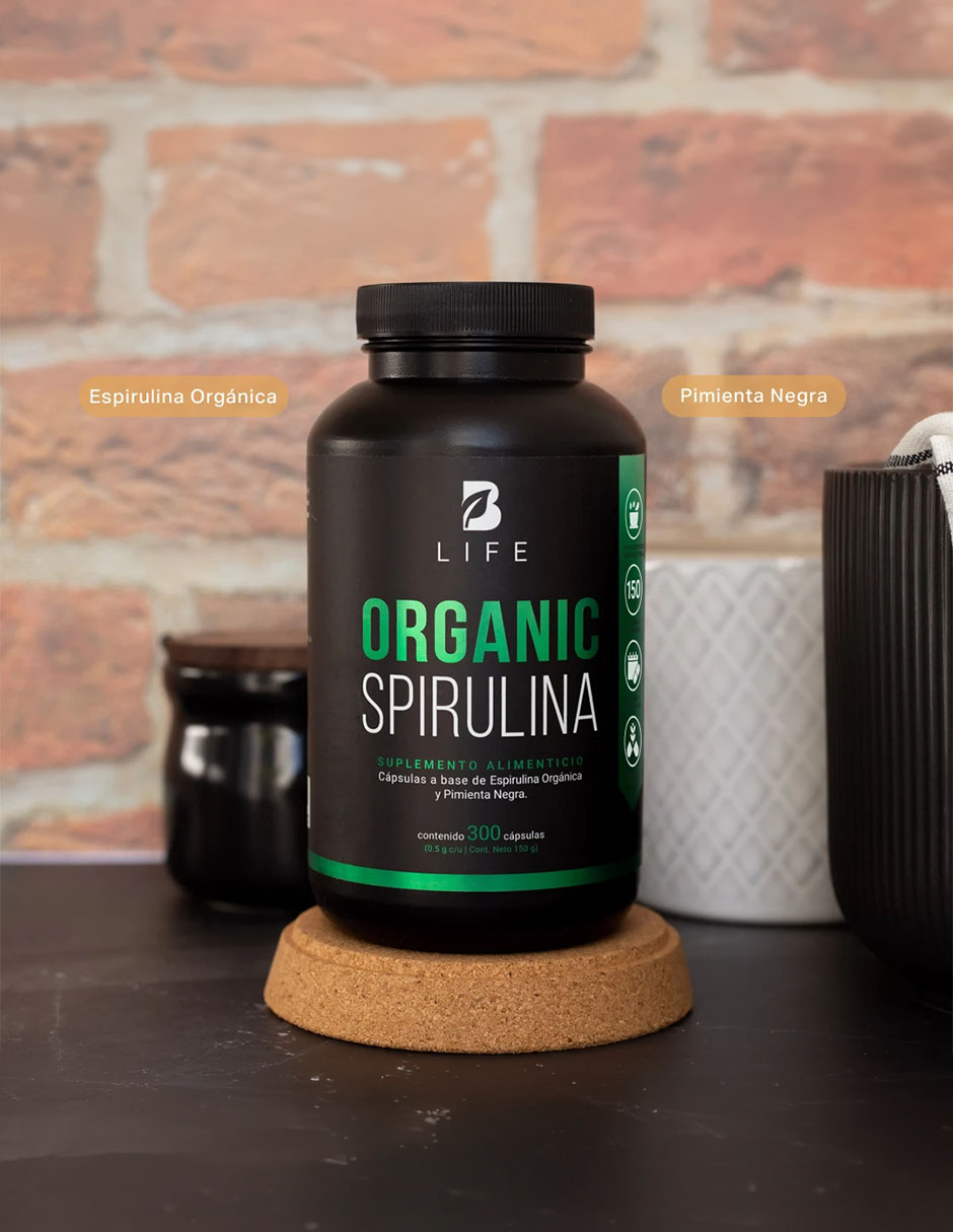 Organic spirulina con espirulina orgánica adicionada con pimienta negra de 300 cápsulas 3