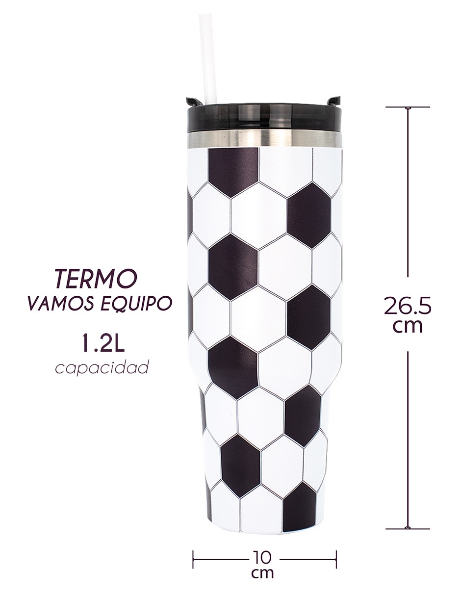 Termo caras de acero inoxidable balón de fútbol con tapa rosca 2