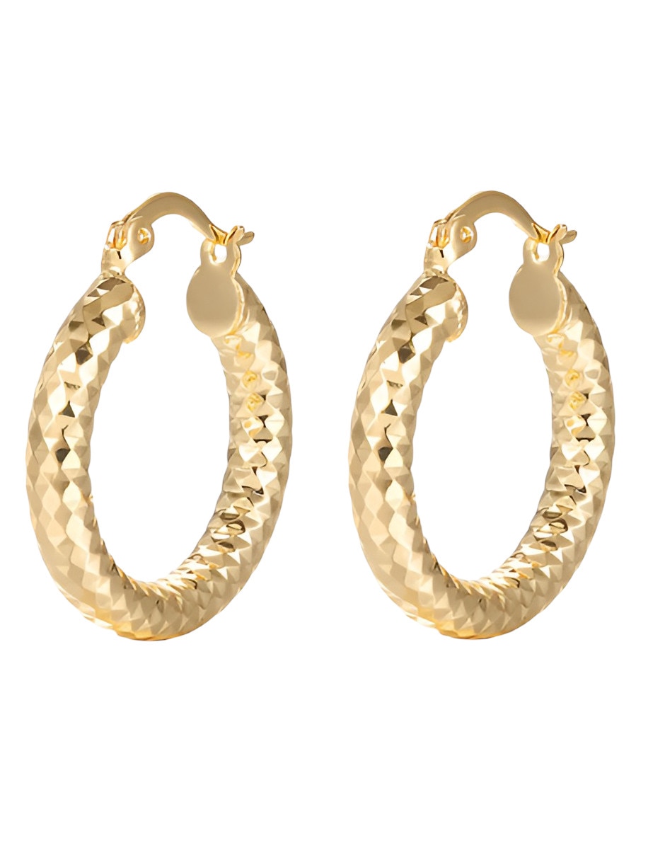 Aretes cortos de oro 14 k con acabado brillante