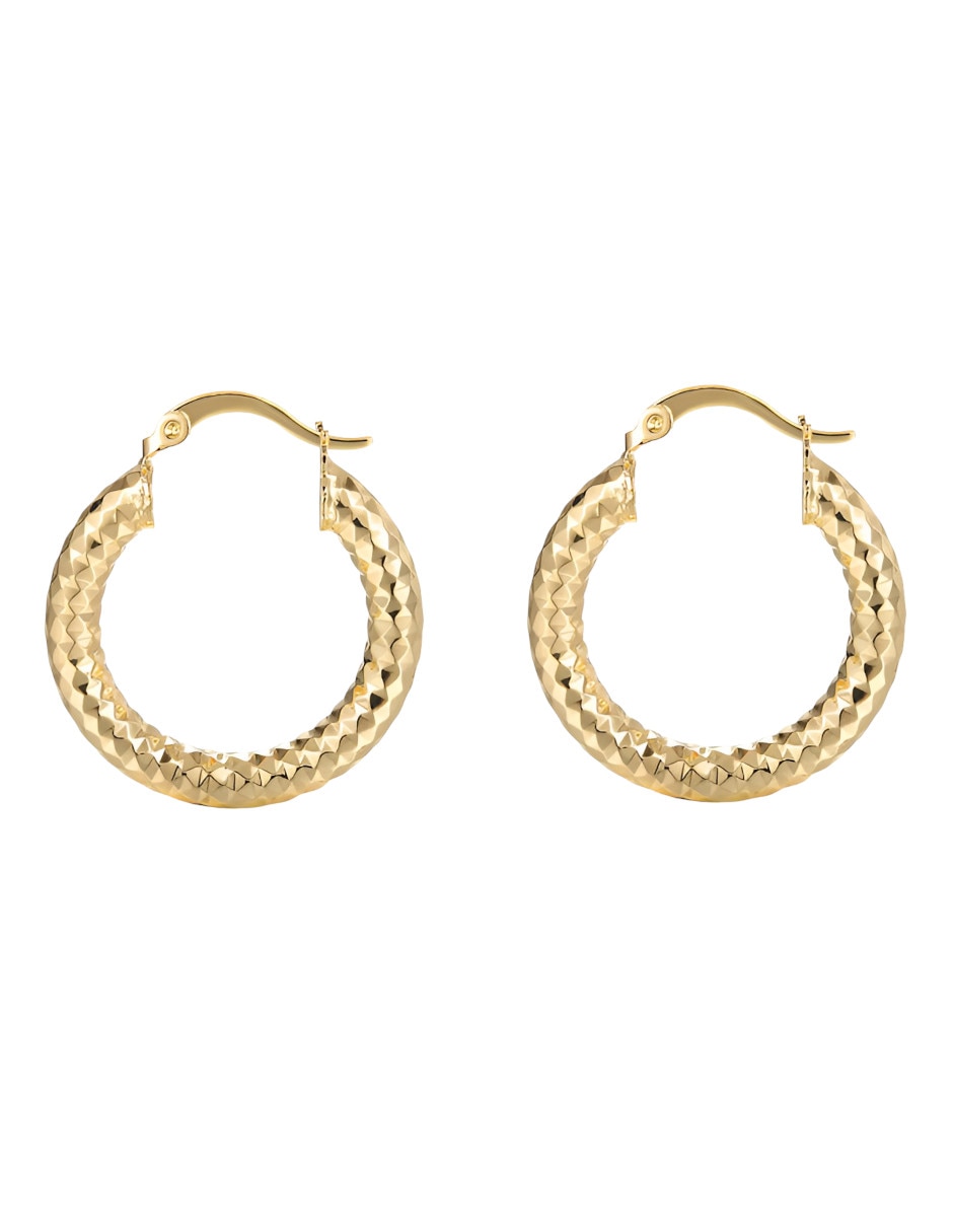 Aretes cortos de oro 14 k con acabado brillante