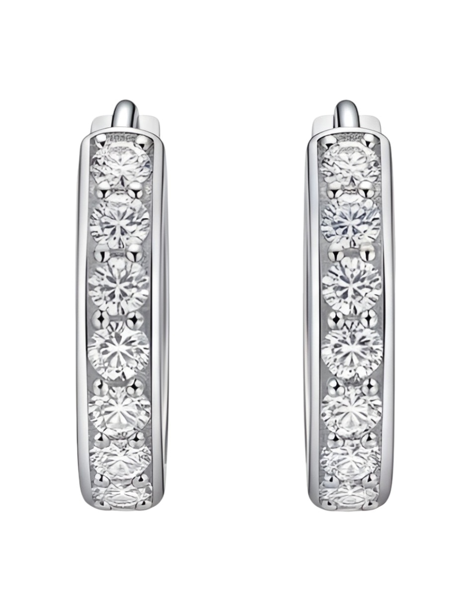 Aretes cortos de plata p 925 con acabado brillante zirconia