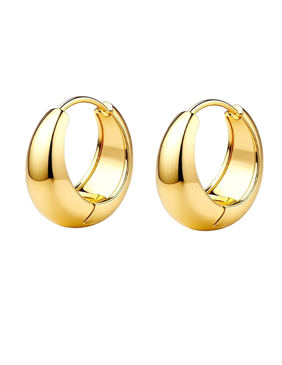 Aretes cortos de oro 18 k con acabado brillante