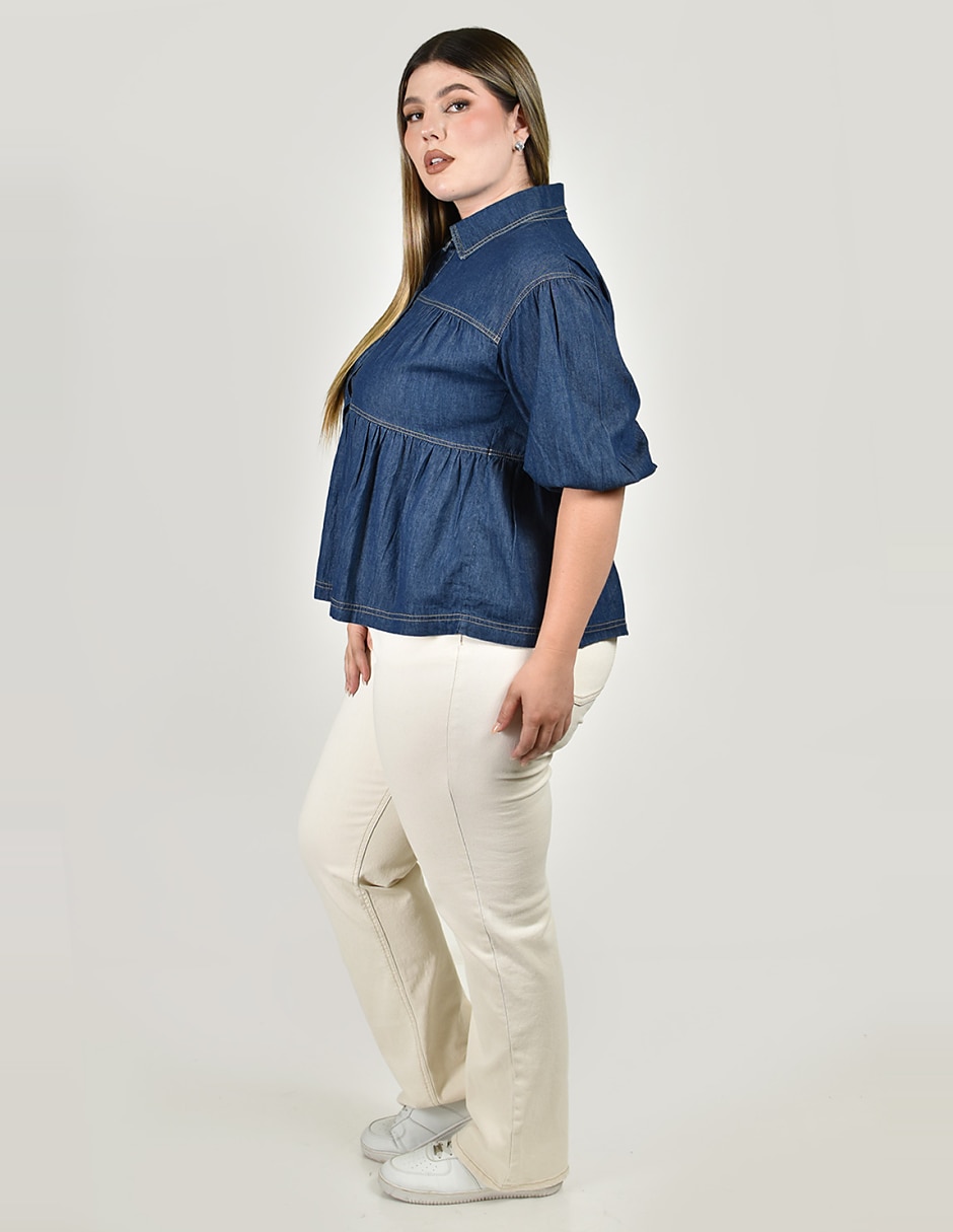 Blusa camisera manga al codo para mujer 5