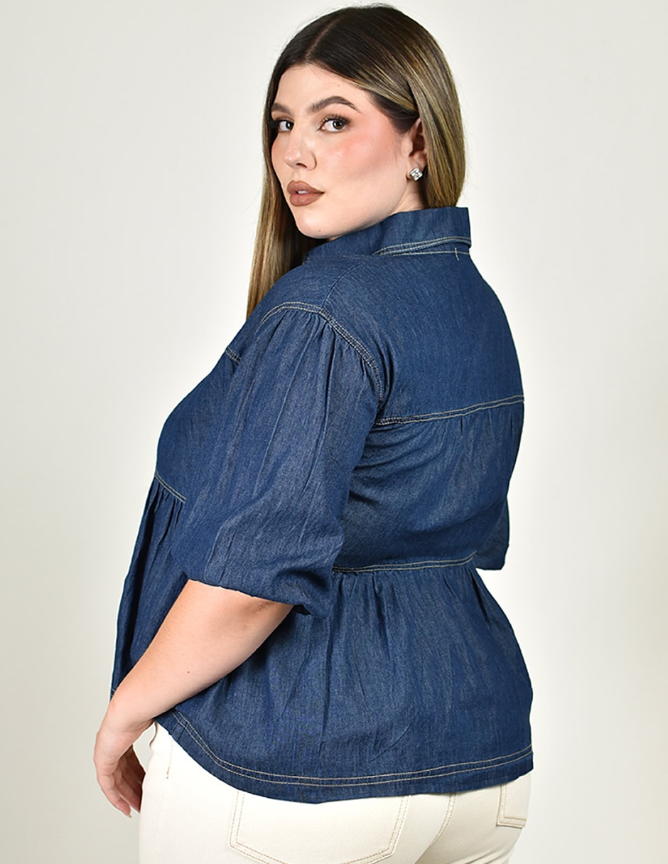 Blusa camisera manga al codo para mujer 4