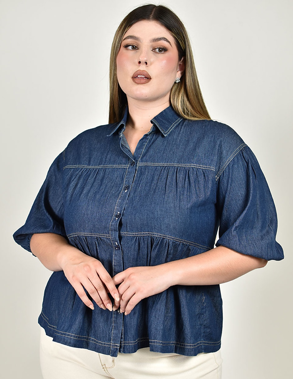 Blusa camisera manga al codo para mujer 3