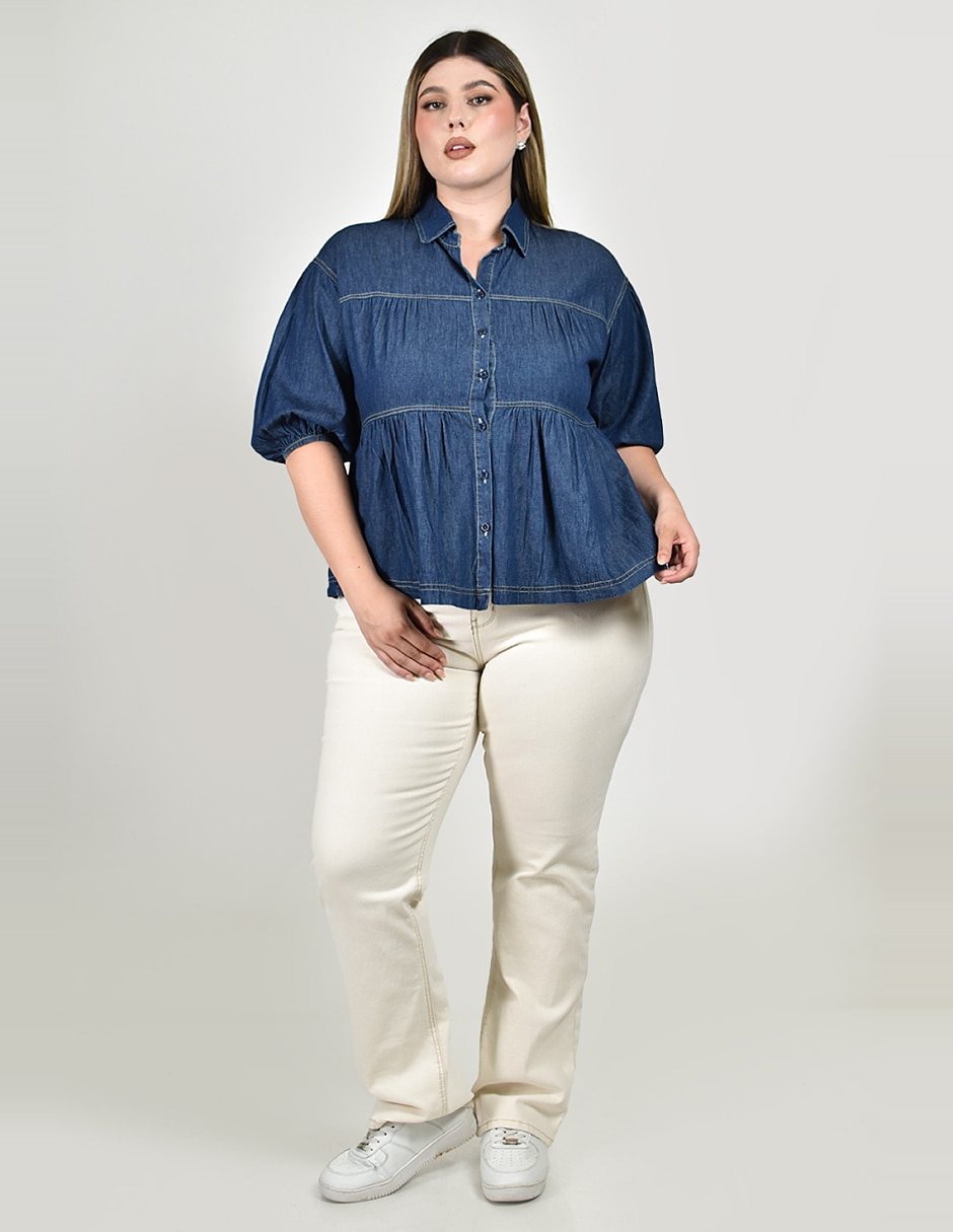 Blusa camisera manga al codo para mujer 2