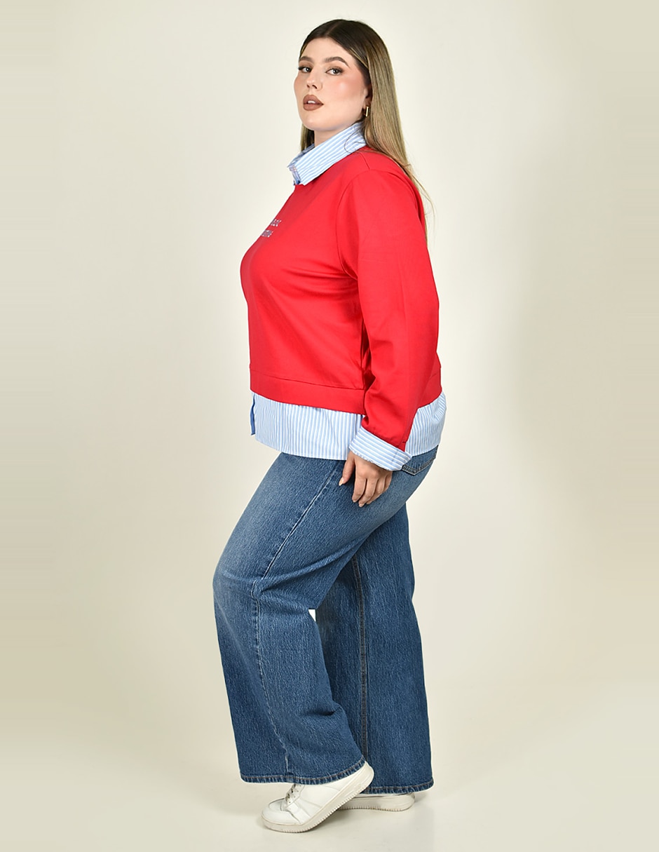 Sudadera con efecto doble prenda para mujer 6