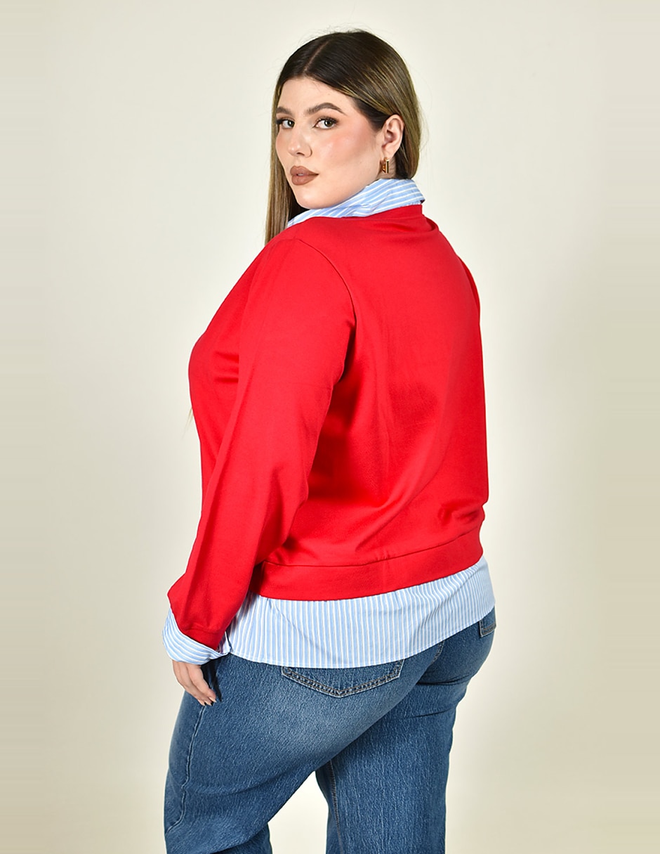 Sudadera con efecto doble prenda para mujer 5