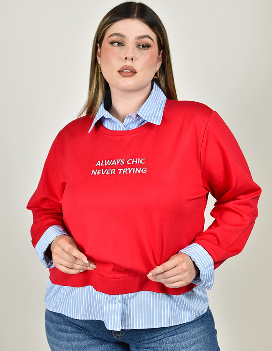 Sudadera con efecto doble prenda para mujer 2