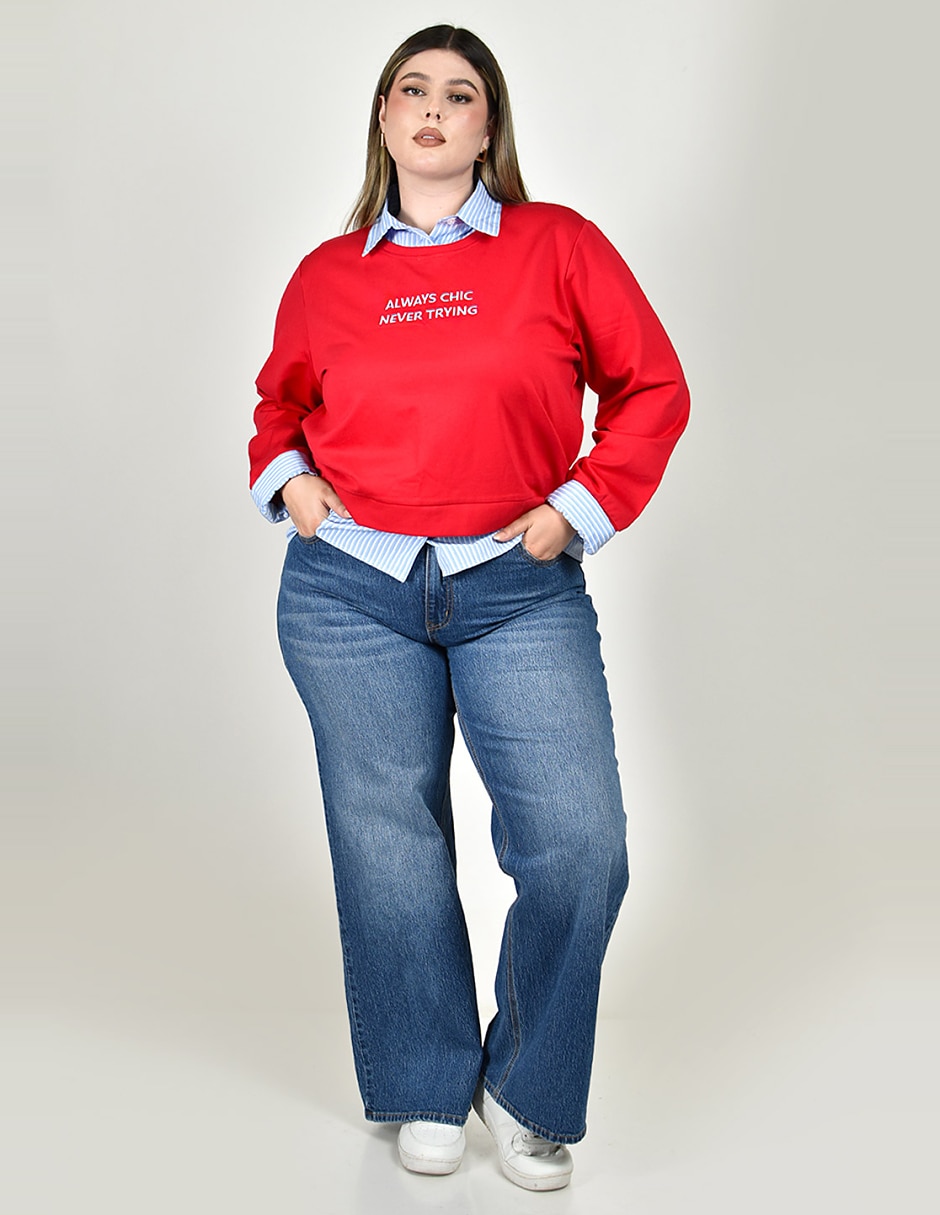 Sudadera con efecto doble prenda para mujer 7