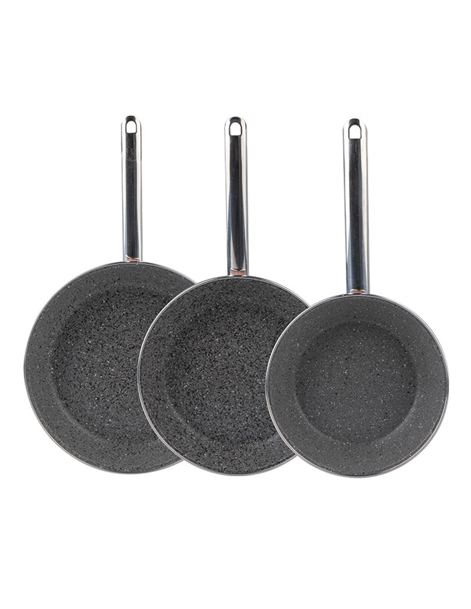 Set de sartenes de acero 3 piezas 2