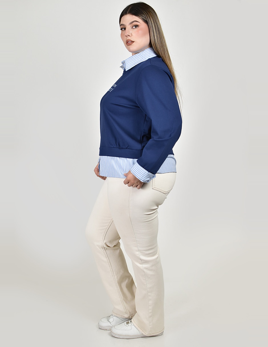 Sudadera con efecto doble prenda para mujer 6