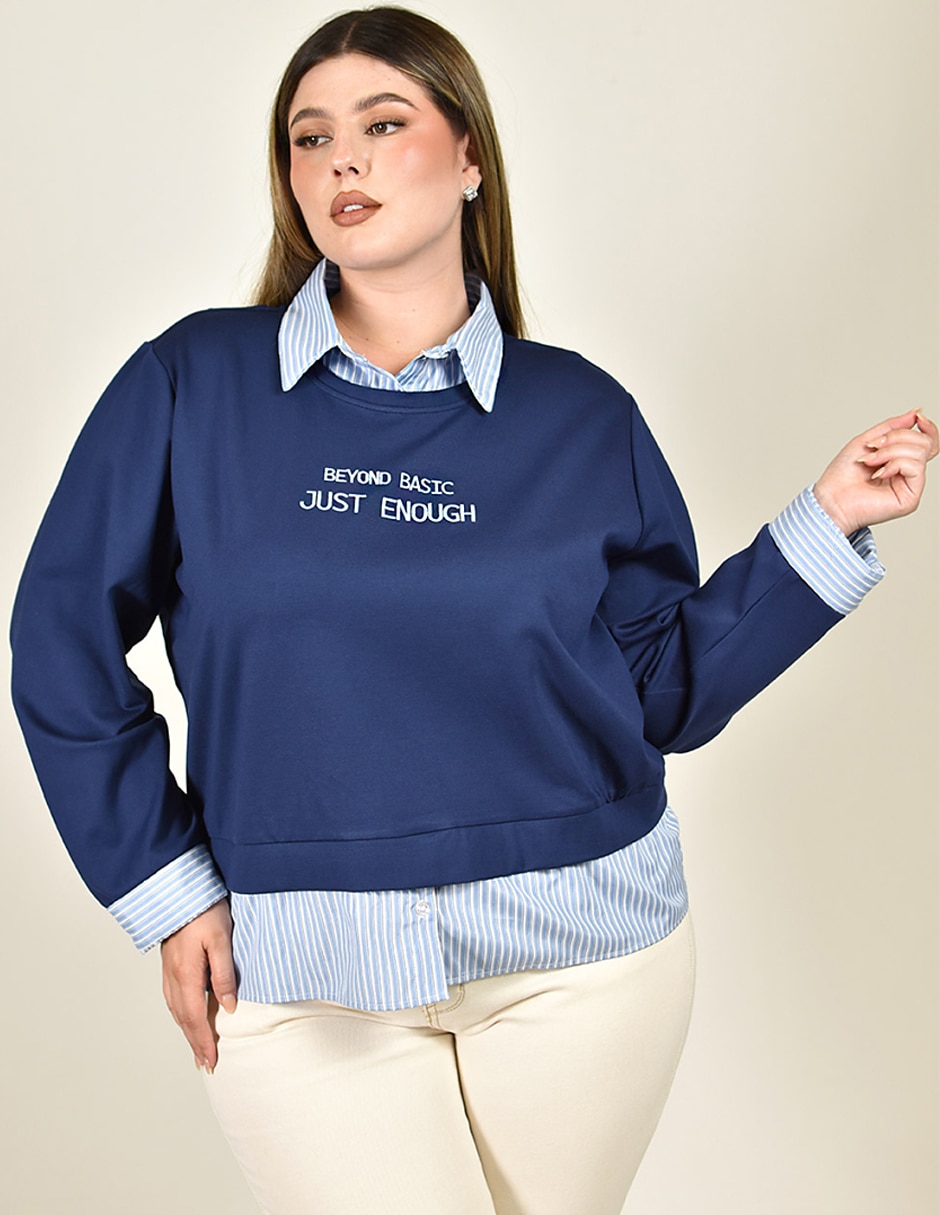 Sudadera con efecto doble prenda para mujer 2
