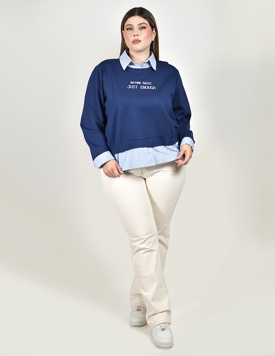 Sudadera con efecto doble prenda para mujer 7