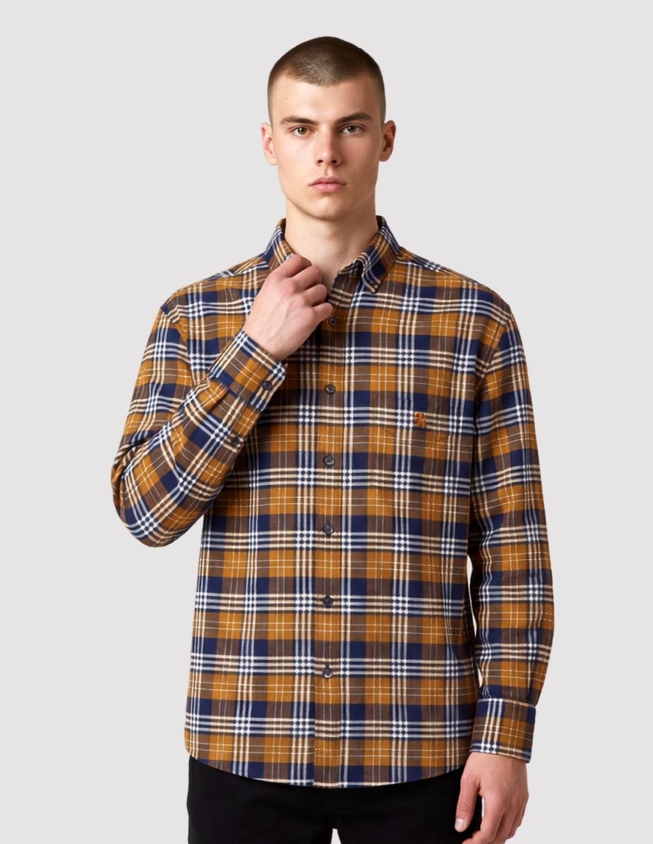 Camisa casual de algodón manga larga para hombre Camisa casual de algodón manga larga para hombre