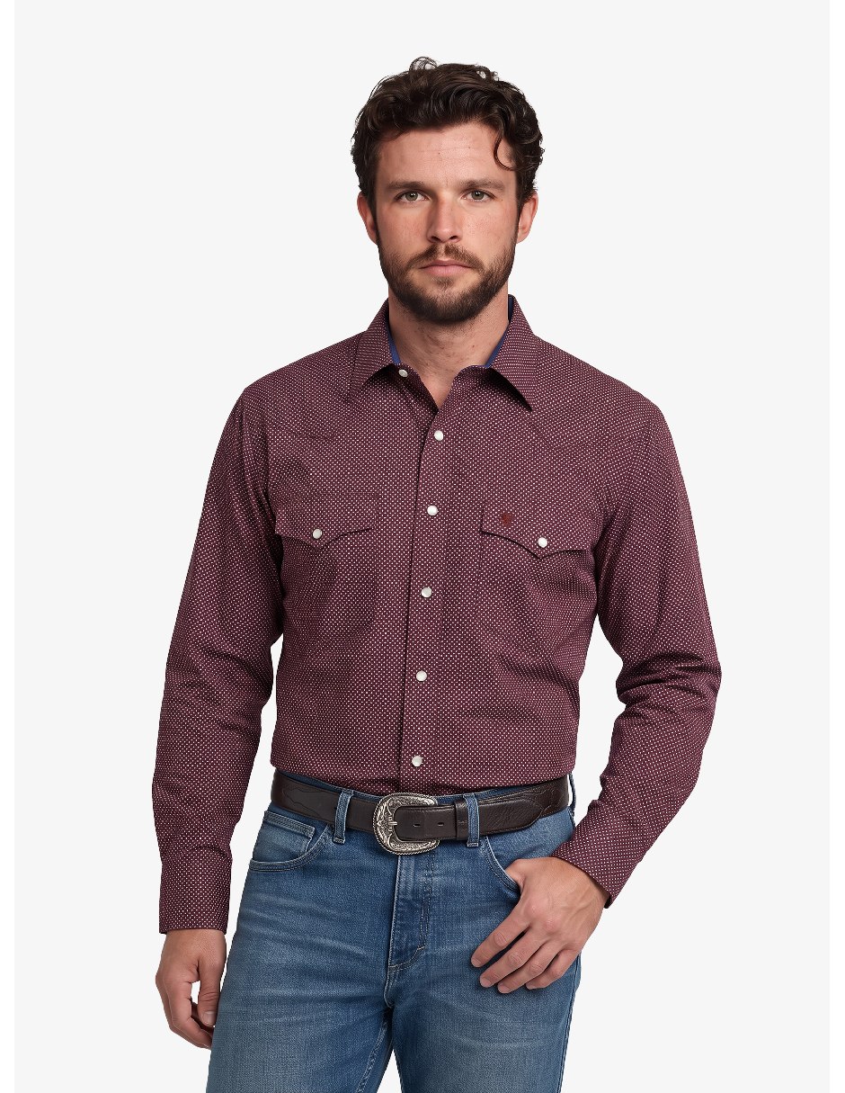 Camisa casual de algodón manga larga para hombre