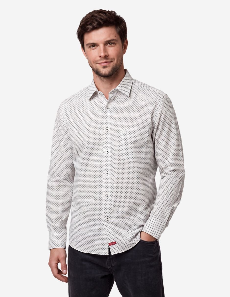Camisa casual de algodón manga larga para hombre