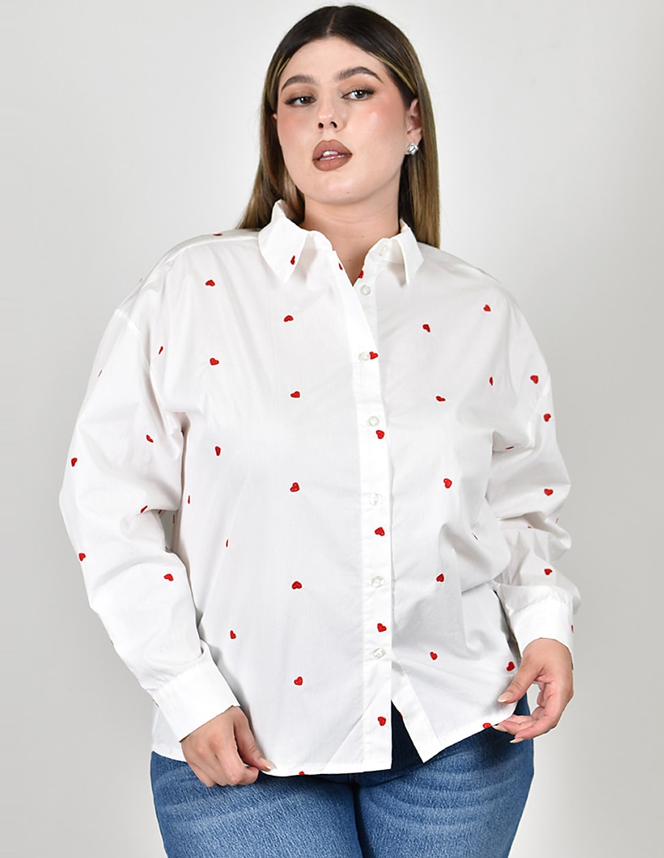 Camisa de algodón manga larga para mujer
