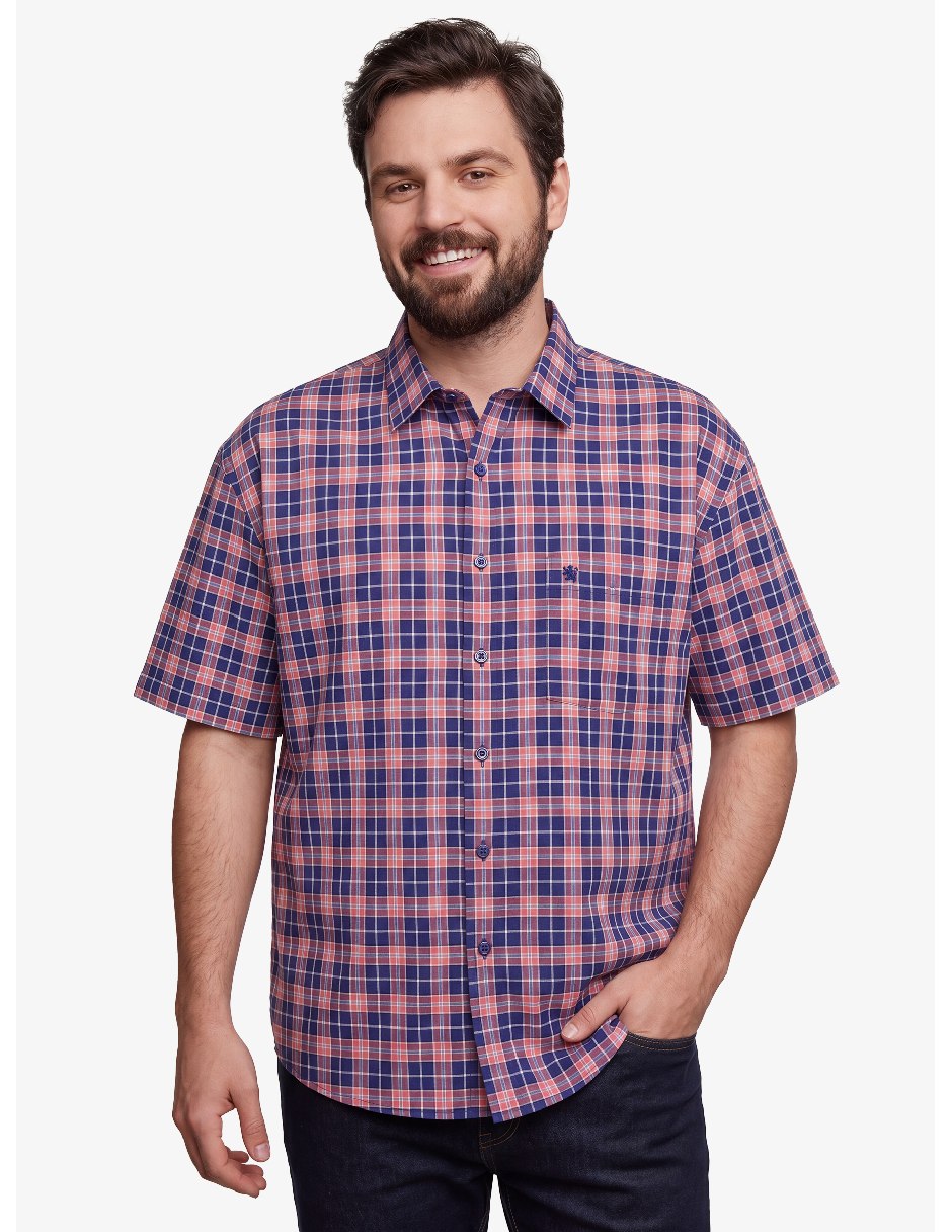 Camisa casual de algodón manga corta para hombre