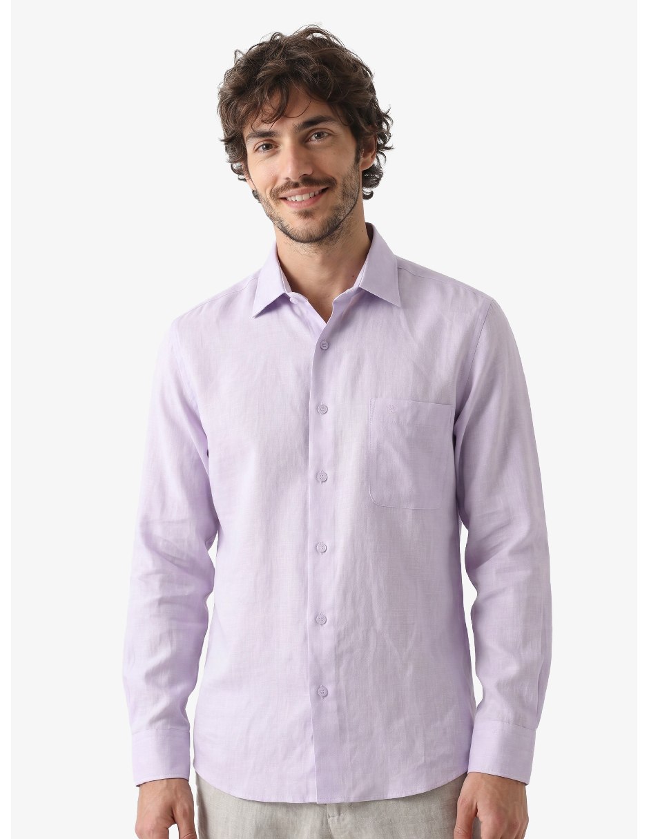 Camisa clásico de lino manga larga para hombre