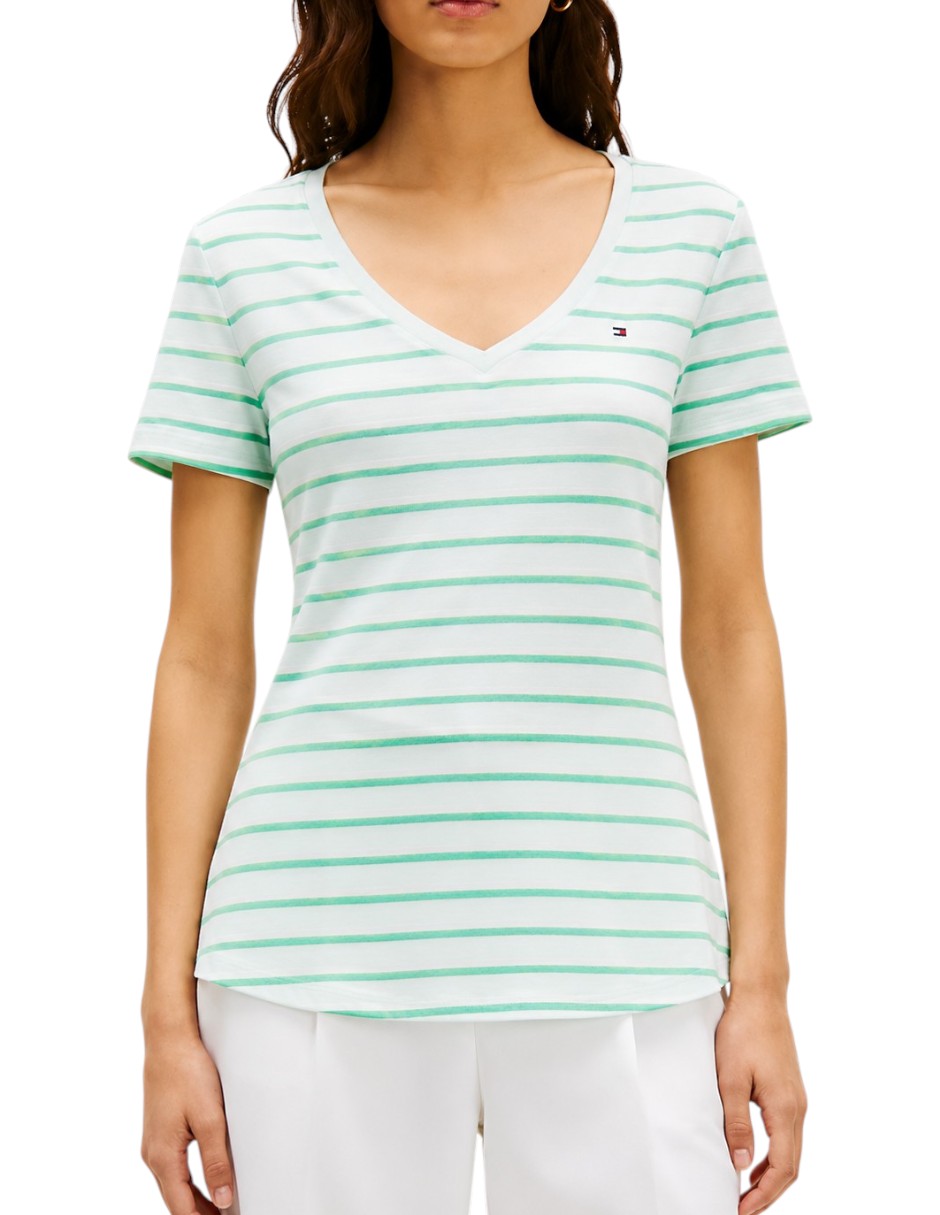 Playera manga corta cuello v para mujer 2