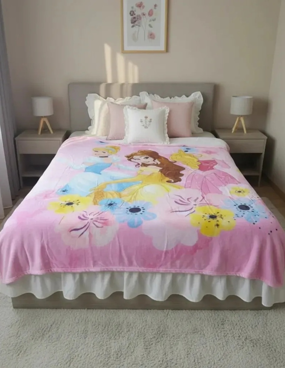 Cobertor princesas disney estampado infantil 4