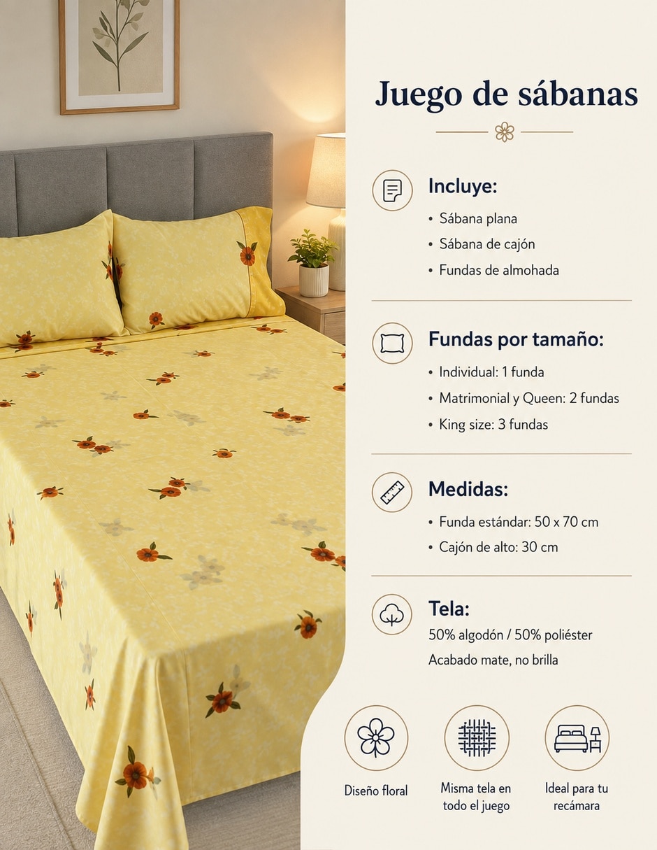 Juego de sábanas de 4