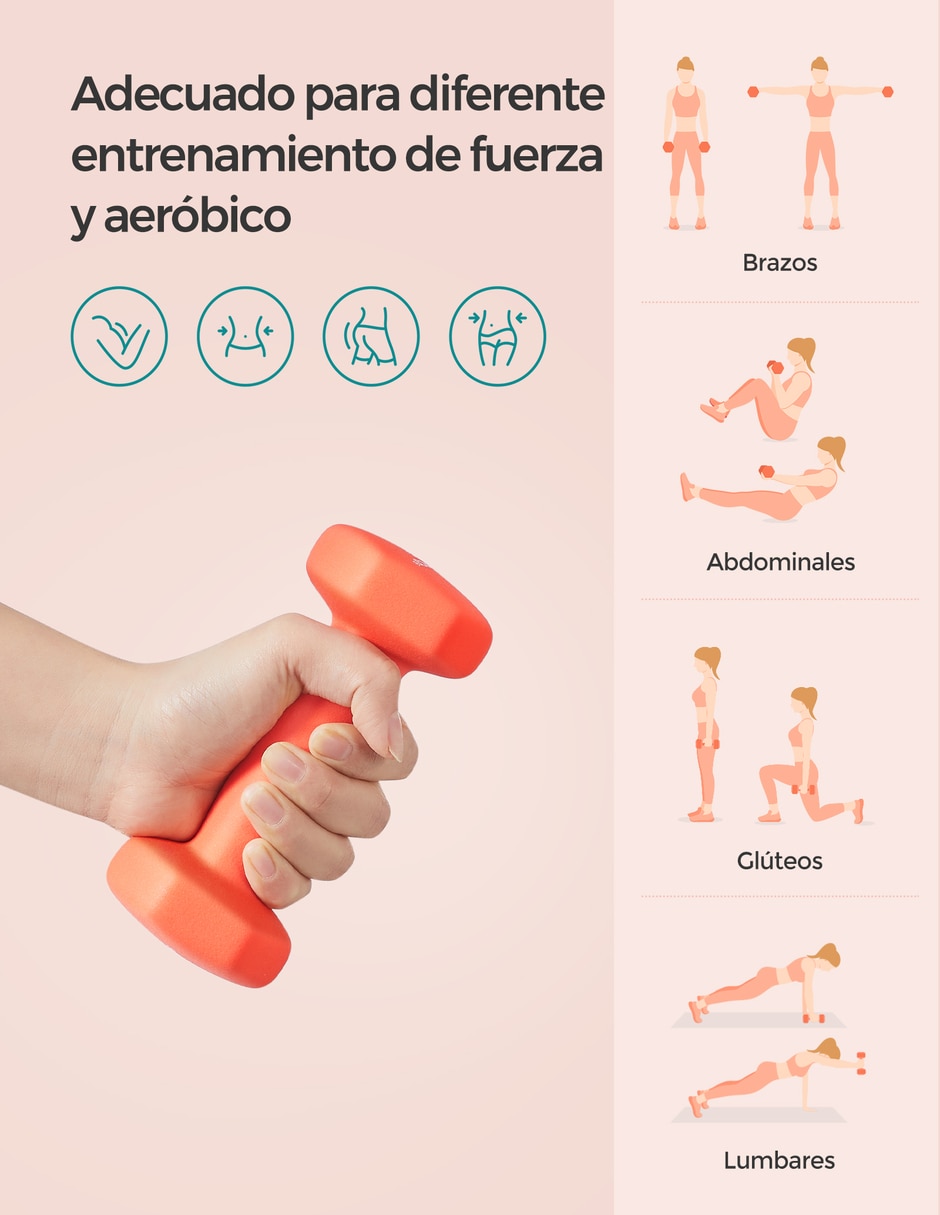 Set mancuernas de peso fijo 2 kg 2 piezas 3