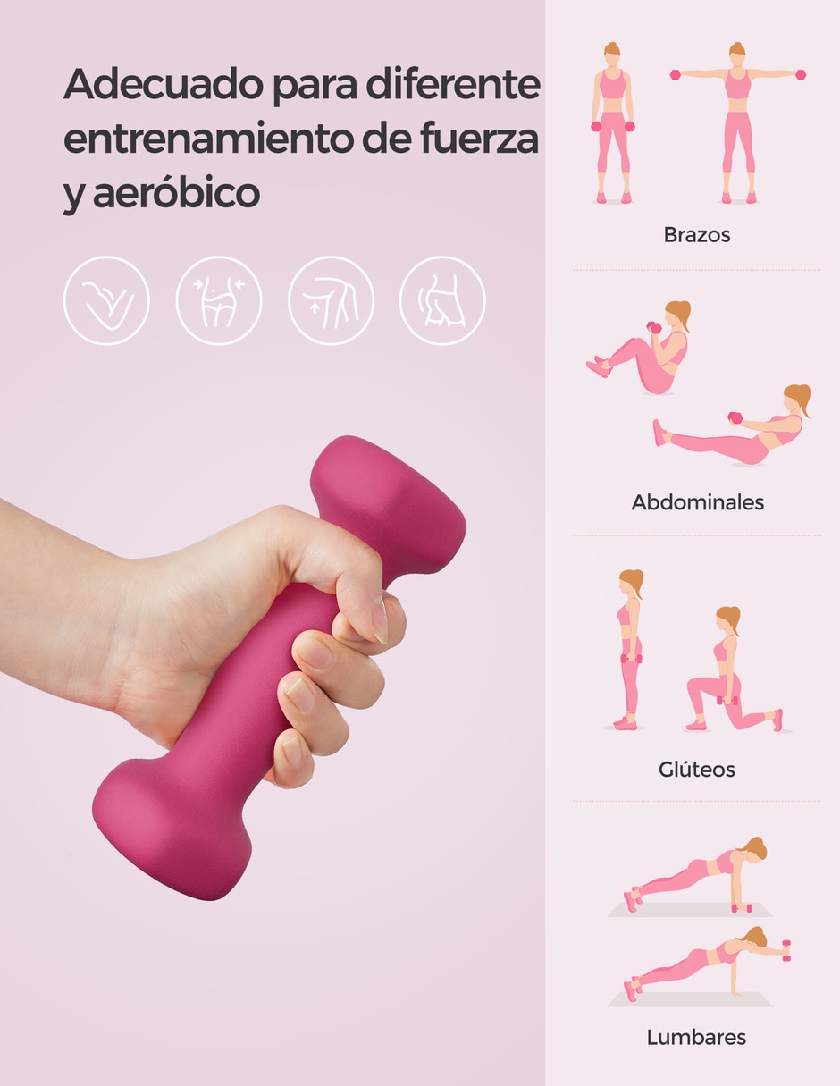 Set mancuernas de peso fijo 2 kg 2 piezas 3