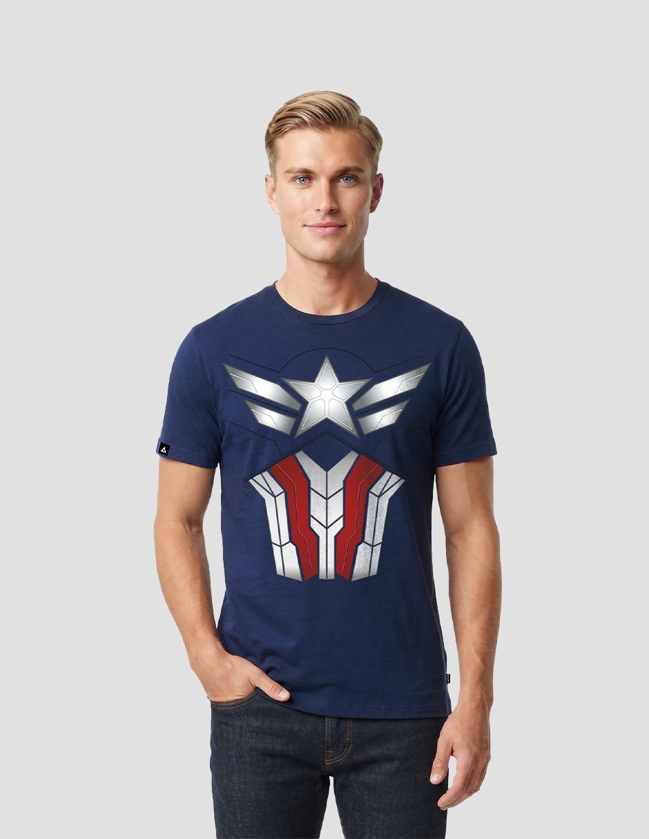 Playera Torso Capitan América cuello redondo para hombre Playera Torso Capitan América cuello redondo para hombre