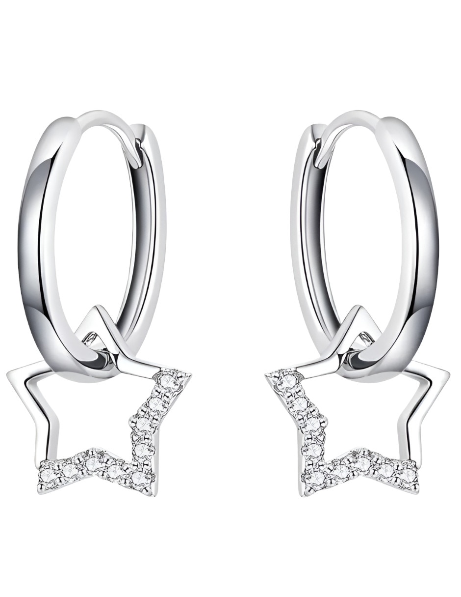 Aretes cortos de plata con acabado brillante