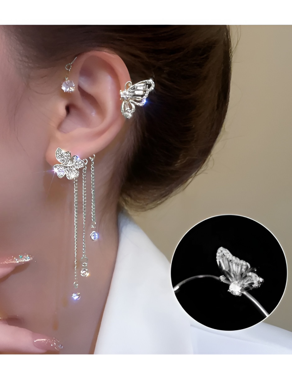 Aretes largos con acabado brillante