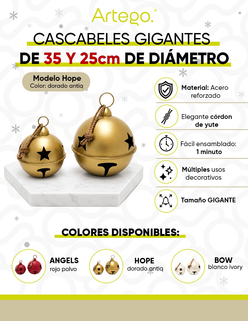 Cascabeles Gigantes 2 piezas estampado liso 8