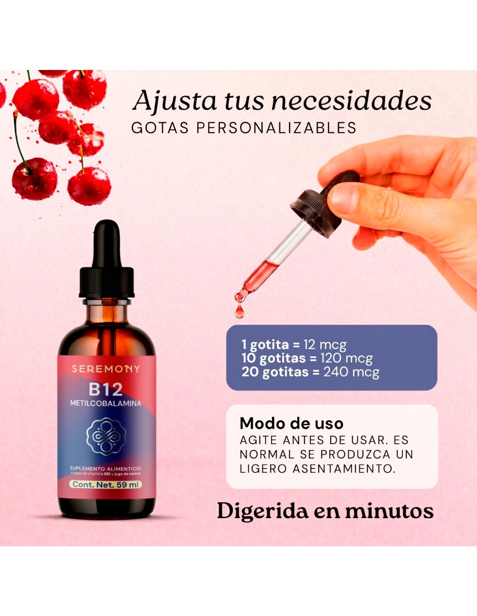 Metilcobalamina con vitamina B12 sabor cereza de 59 ml 5