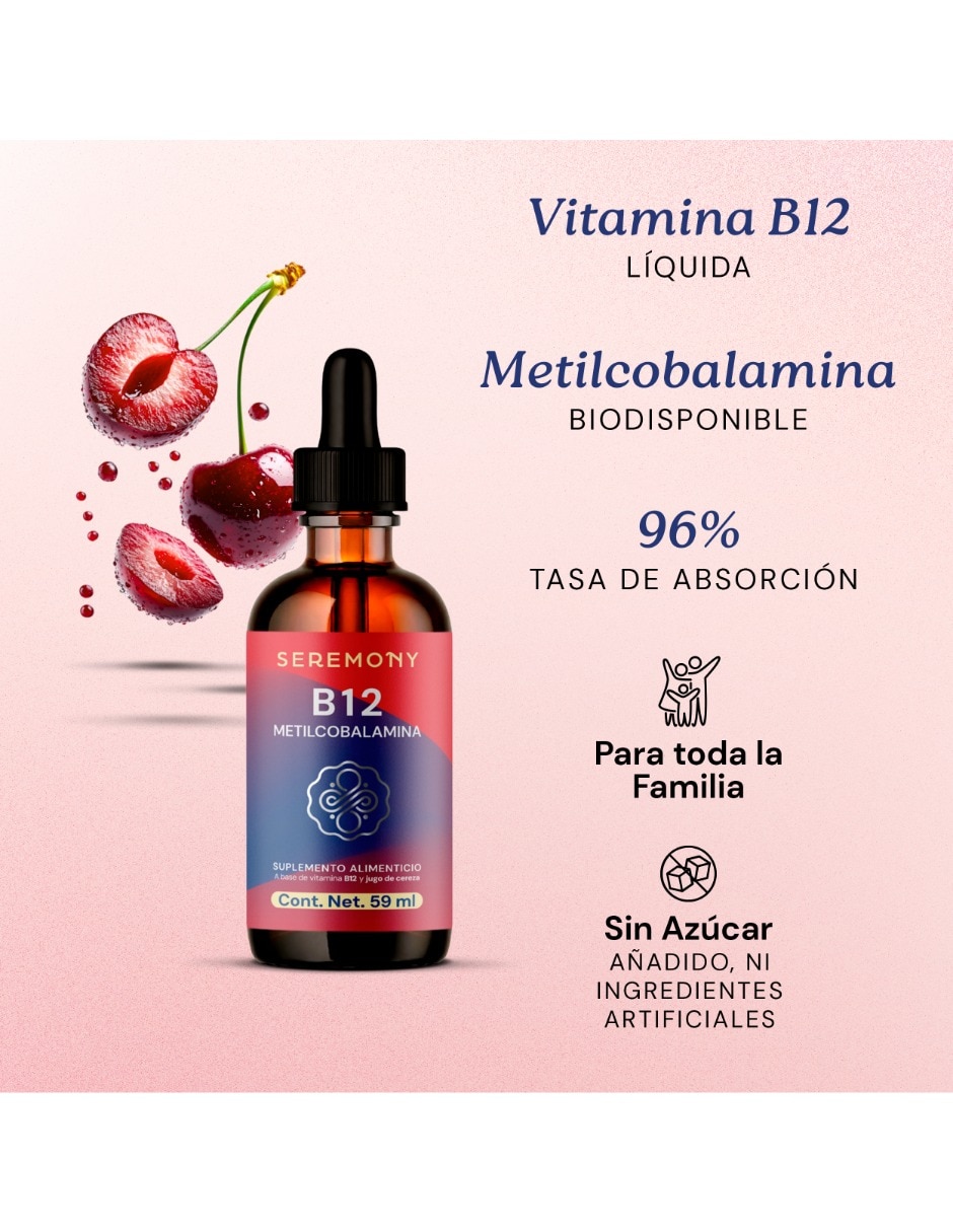 Metilcobalamina con vitamina B12 sabor cereza de 59 ml 2
