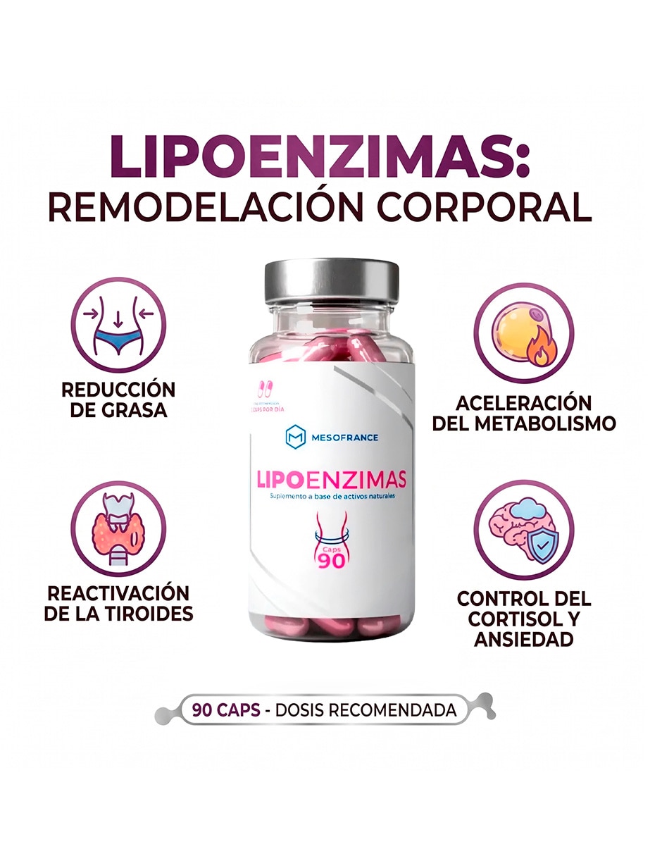 Lipoenzimas con cetonas de frambuesa de 90 cápsulas