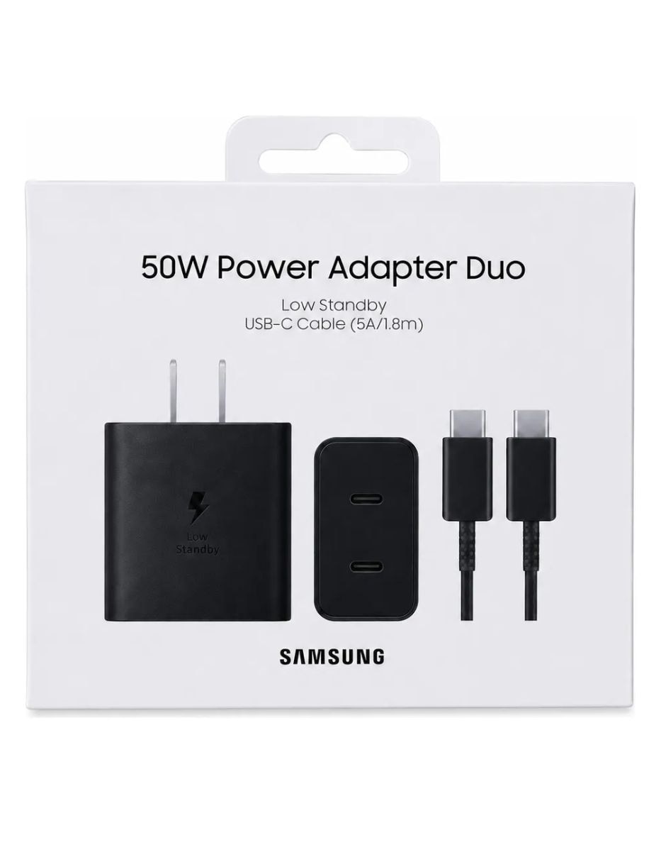 Cable tipo C Samsung 50W Power Adapter Duo with cable USB tipo C 50 W 2