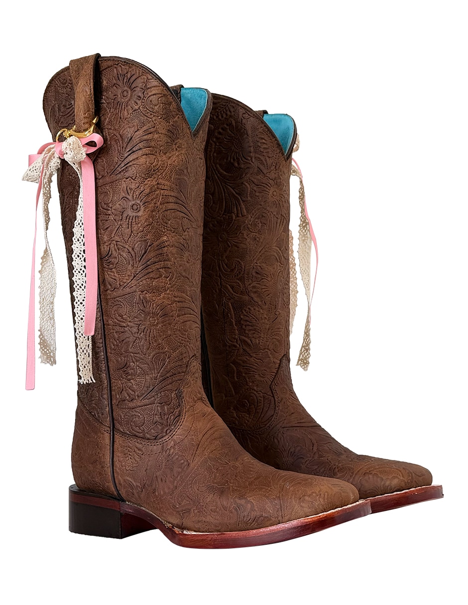 Bota cowboy abajo de la rodilla de piel para mujer 6