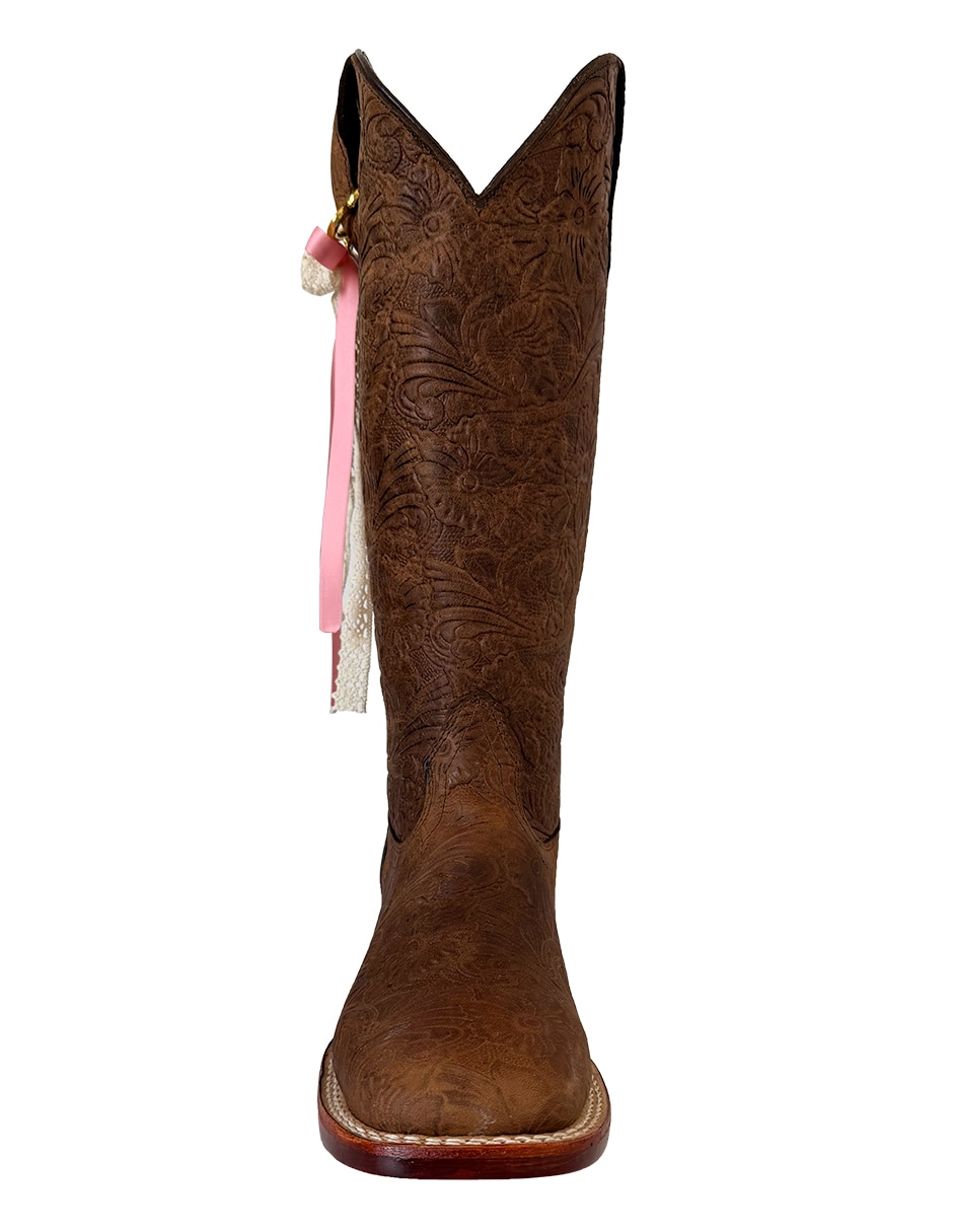 Bota cowboy abajo de la rodilla de piel para mujer 4