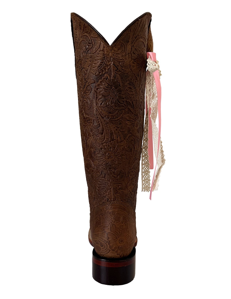 Bota cowboy abajo de la rodilla de piel para mujer 7