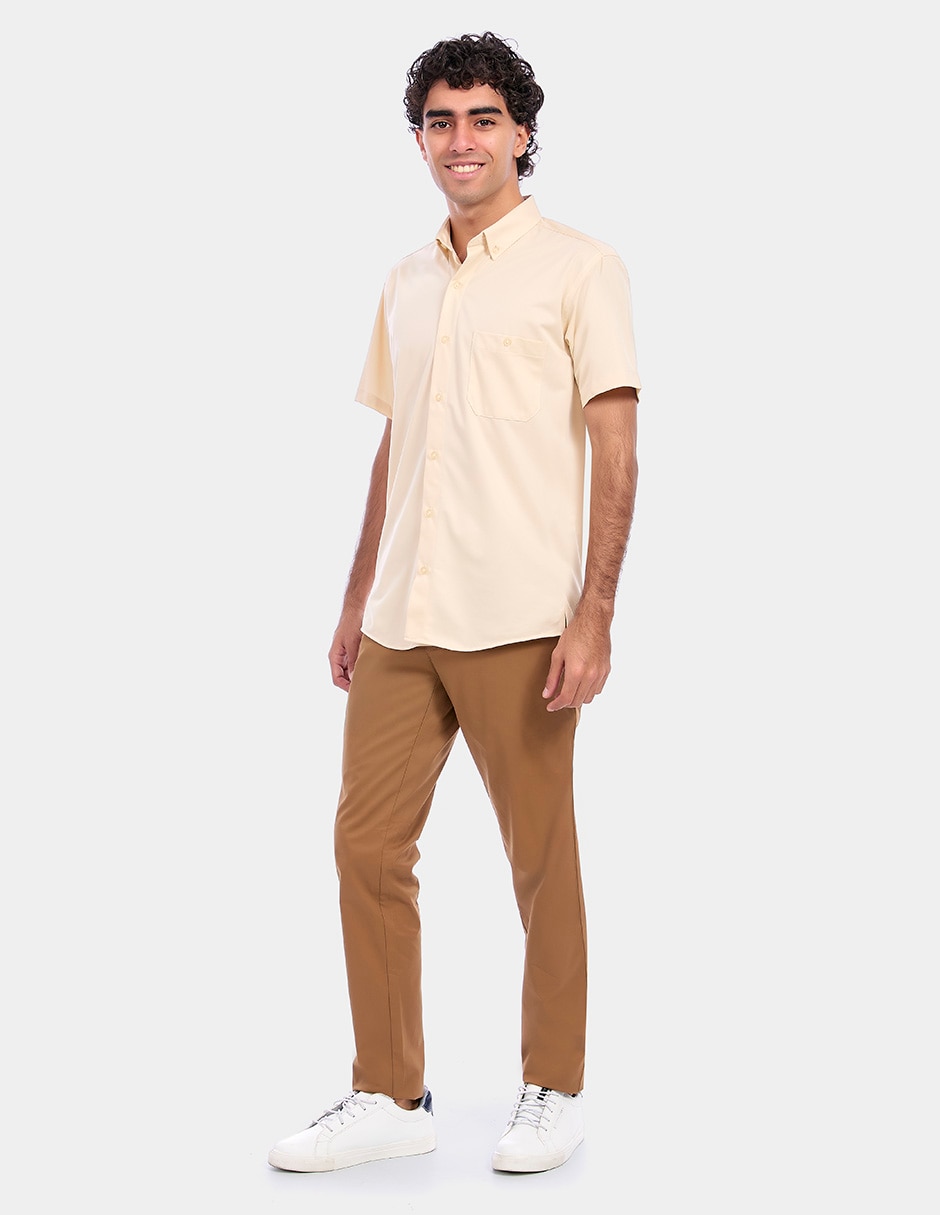 Camisa business casual manga corta para hombre 4