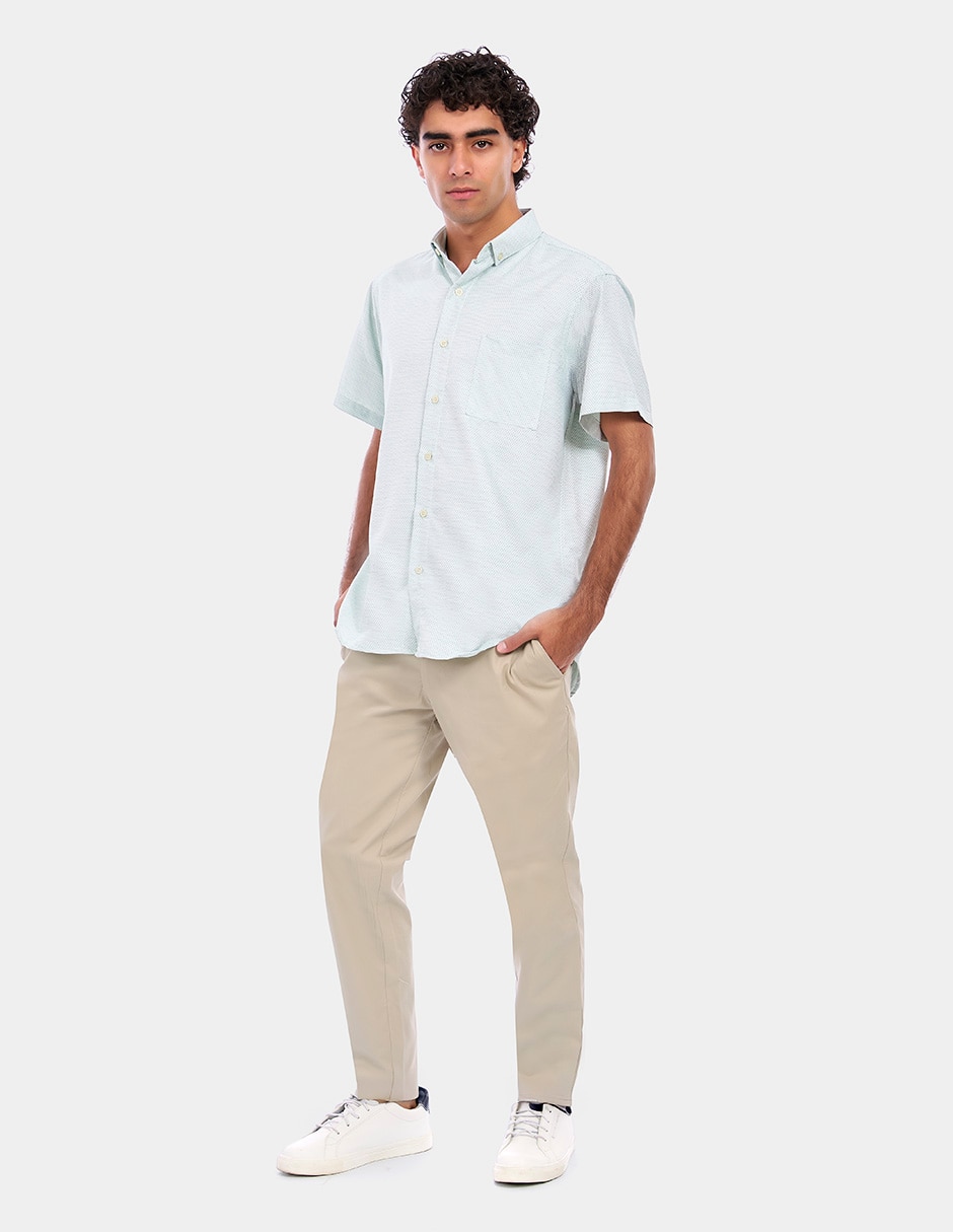 Camisa business casual manga corta para hombre 5