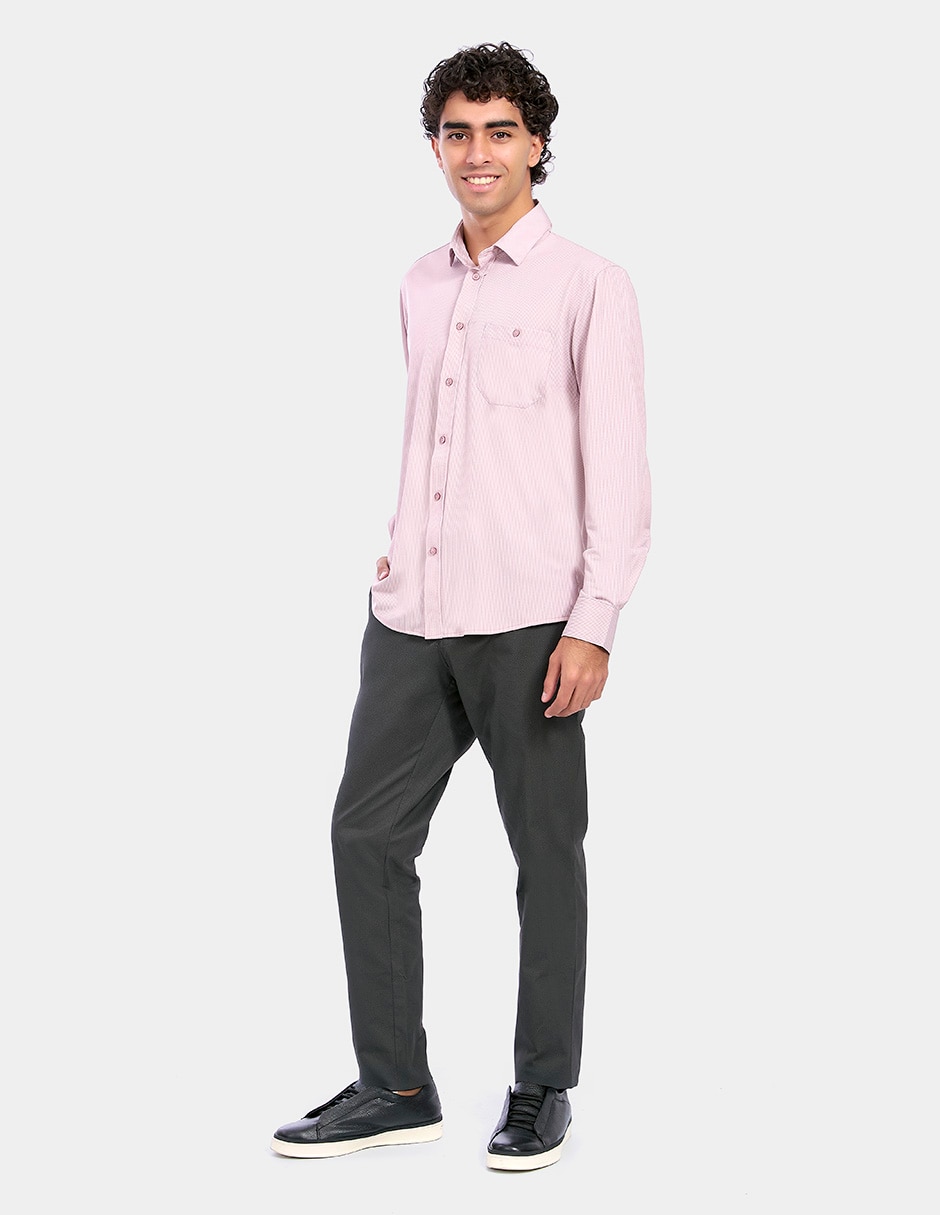 Camisa business casual manga larga para hombre 4