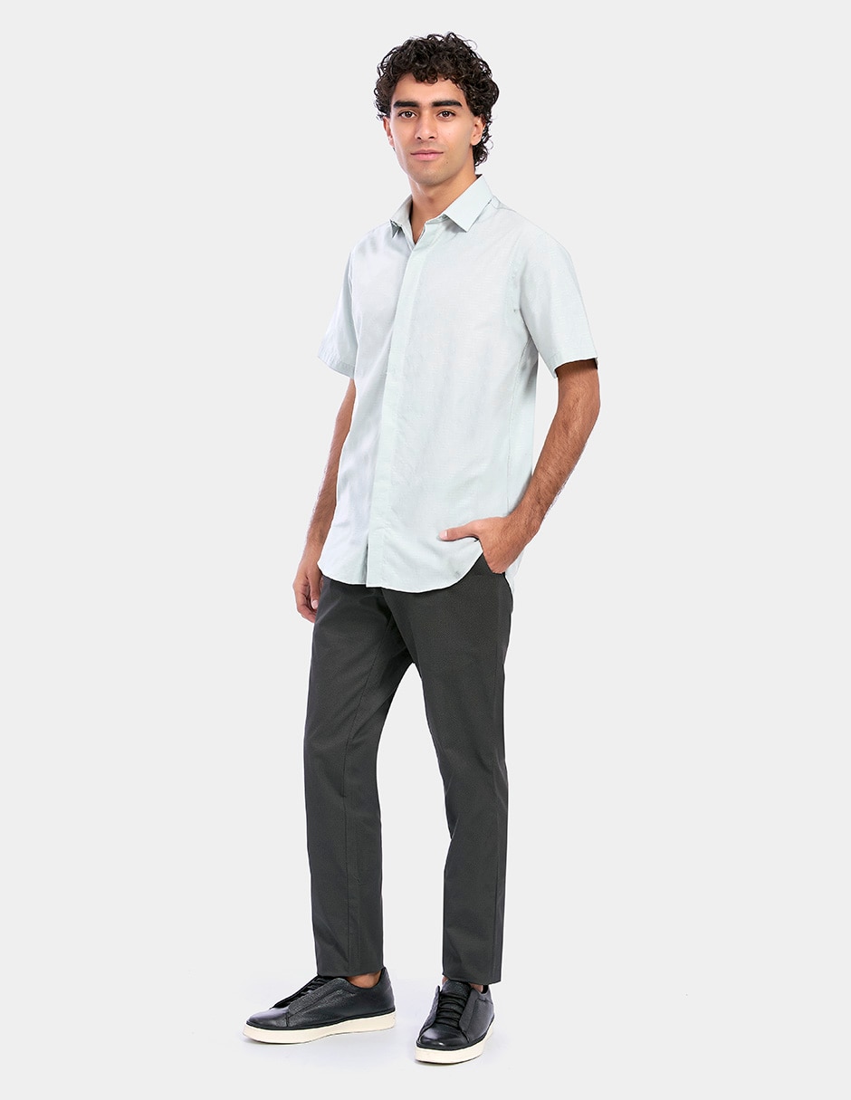 Camisa business casual manga corta para hombre 4