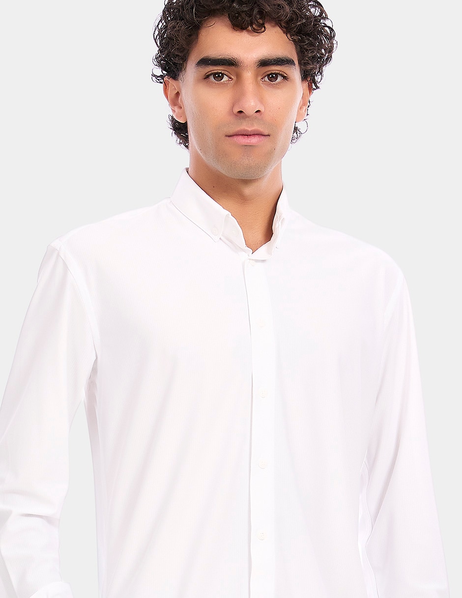 Camisa business casual manga larga para hombre 4