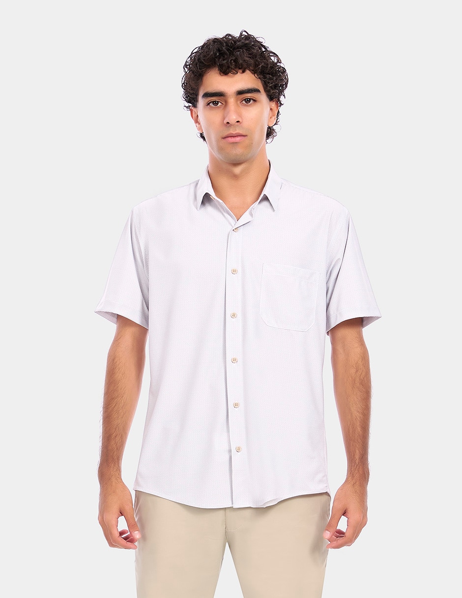 Camisa business casual manga corta para hombre