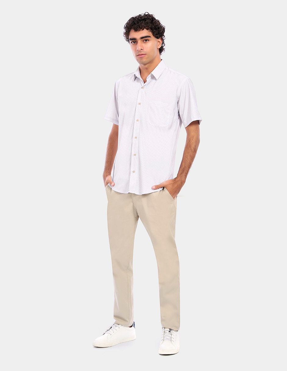Camisa business casual manga corta para hombre 5