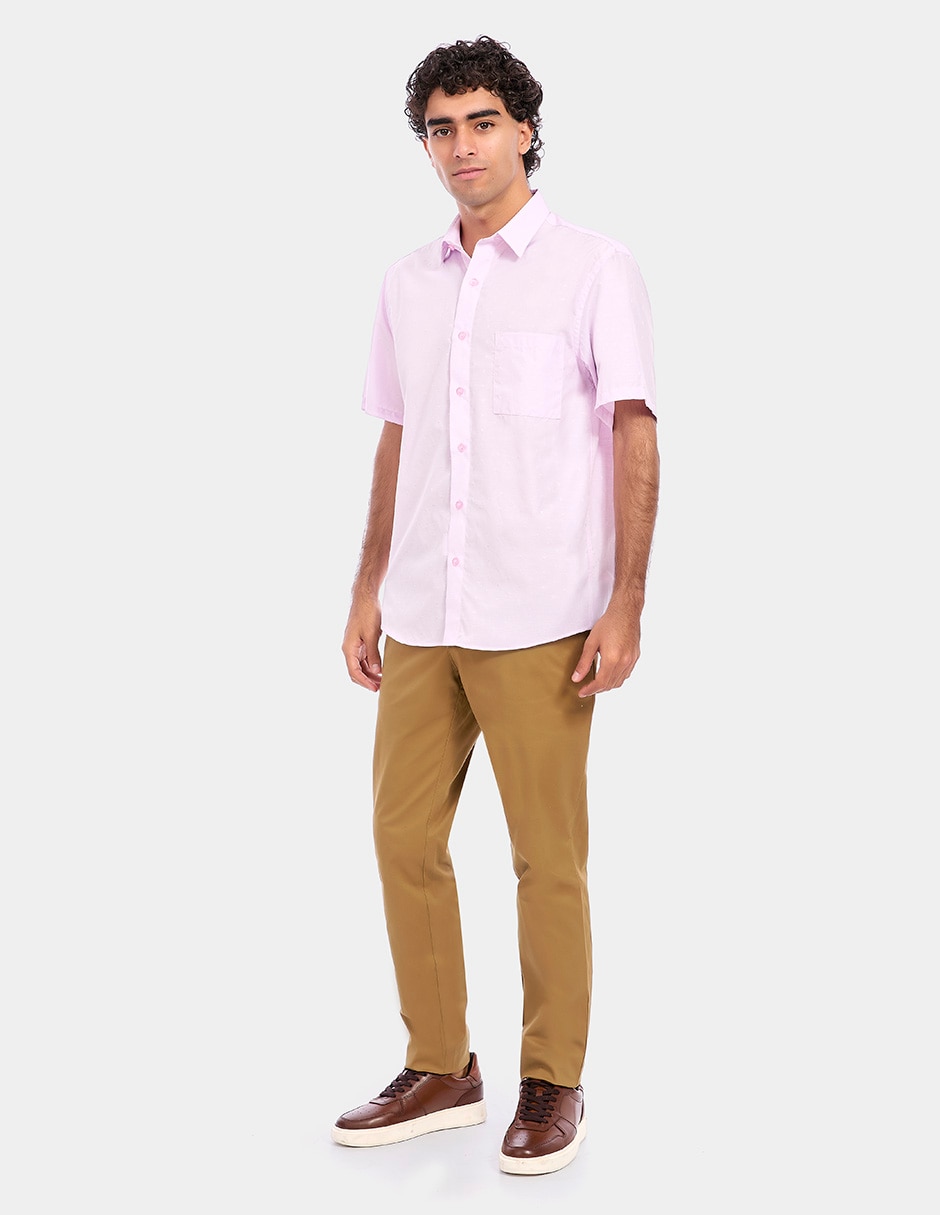 Camisa business casual y algodón manga corta para hombre 4