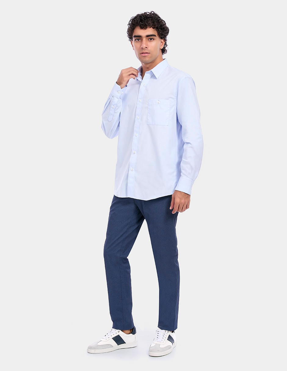 Camisa business casual de algodón manga larga para hombre 4